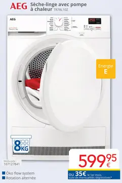 Offre: Sèche-linge avec pompe à chaleur TR78L10Z