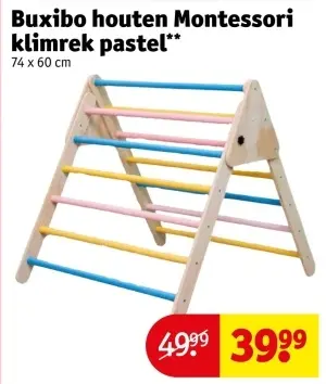 Aanbieding: Buxibo houten Montessori klimrek pastel
