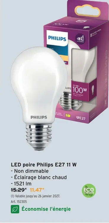 Offre: LED poire E27 11 W