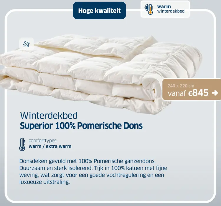Promotie: Winterdekbed Superior 100% Pomerische Dons