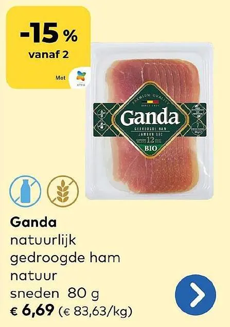 Aanbieding: natuurlijk gedroogde ham natuur