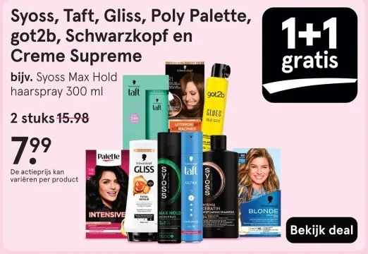 Aanbieding: Syoss, Taft, Gliss, Poly Palette, got2b, Schwarzkopf en Creme Supreme