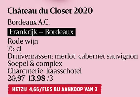 Aanbieding: Château du Closet 2020