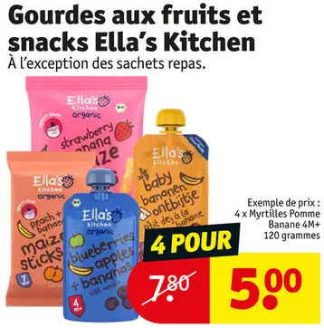Offre: Gourdes aux fruits et snacks