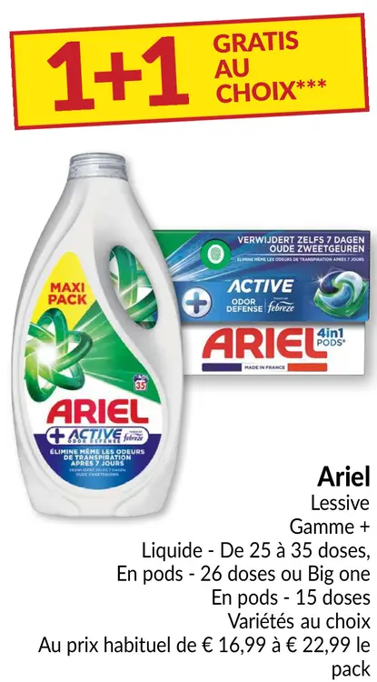 Offre: Lessive Gamme + Liquide, En pods ou Big one En pods