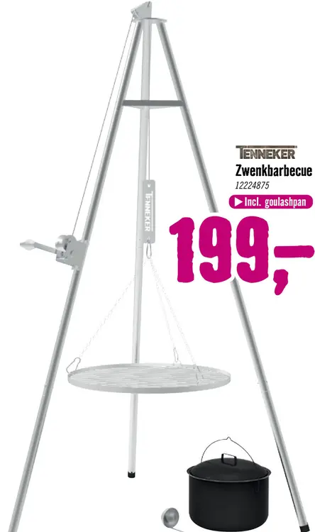 Aanbieding: TENNEKER Driepoot barbecue Ø 64 cm incl. goulashpan