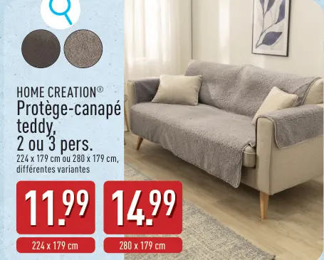 Offre: HOME CREATION® Protège-canapé teddy, 2 ou 3 p