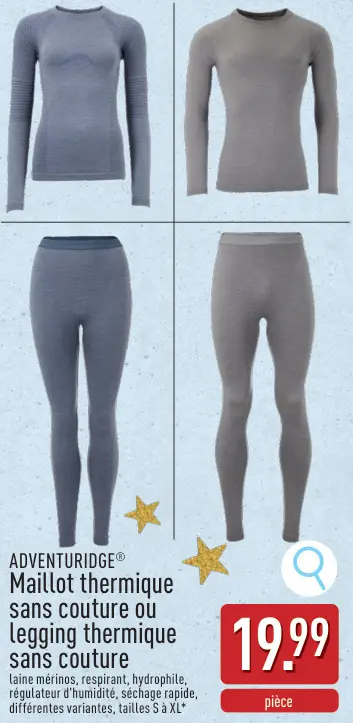 Offre: Maillot thermique sans couture ou legging thermique sans couture