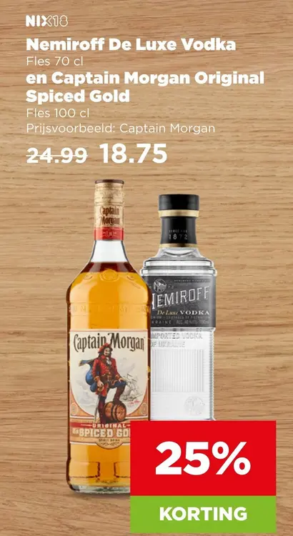 Aanbieding: Nemiroff De Luxe Vodka en Captain Morgan Original Spiced Gold