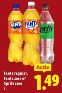 Aanbieding: Fanta regular, Fanta zero of Sprite zero