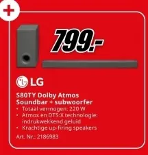 Promotie: S80TY Dolby Atmos Soundbar + subwoofer