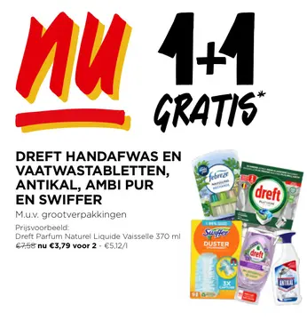 Aanbieding: DREFT HANDAFWAS EN VAATWASTABLETTEN, ANTIKAL, AMBI PUR EN SWIFFER