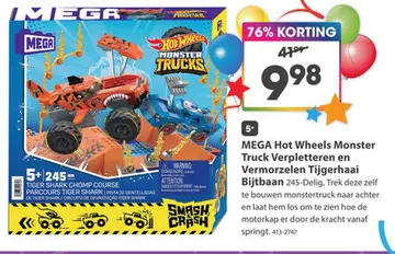 Aanbieding: Mega Hot Wheels Monster Trucks Tiger Shark Chomp Course