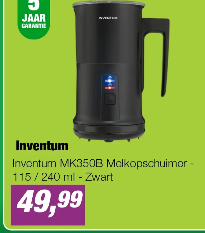 Aanbieding: Inventum MK350B Melkopschuimer - 115 / 240 ml - Zwart