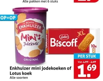 Aanbieding: Enkhuizer mini jodekoeken of Lotus koek