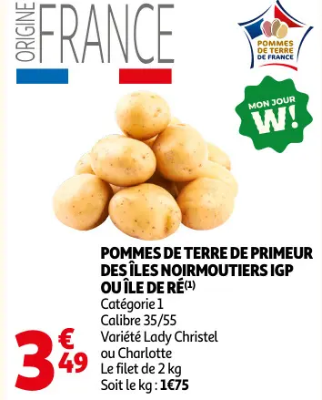 Offre: Pommes de terre de primeur des îles noirmouti