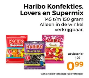 Aanbieding: Haribo Konfekties, Lovers en Supermix