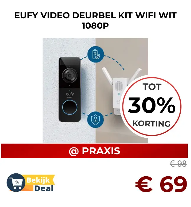 Aanbieding: Eufy video deurbel kit wifi wit 1080P