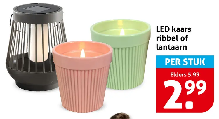 Aanbieding: LED kaars ribbel of lantaarn