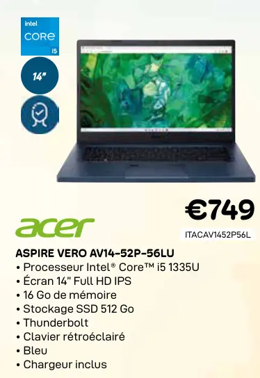 Offre: Aspire vero av14-52p-56lu