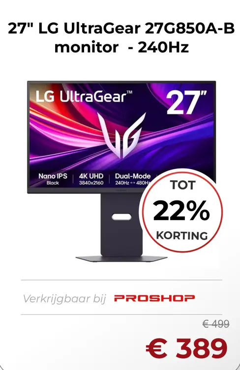 Aanbieding: LG UltraGear 27G850A-B monitor