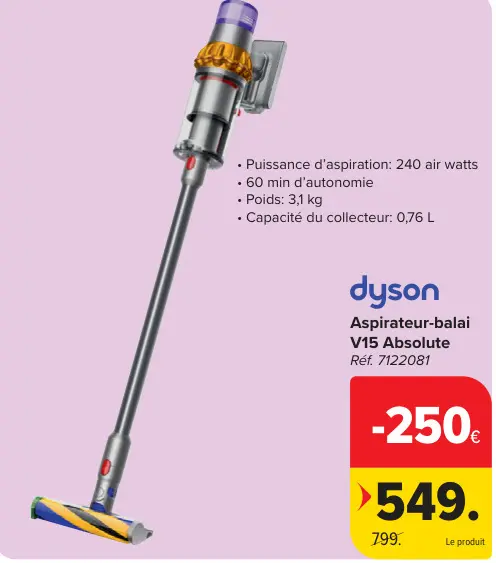 Offre: Aspirateur-balai V15 Absolute