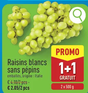 Offre: Raisins blancs sans pépins