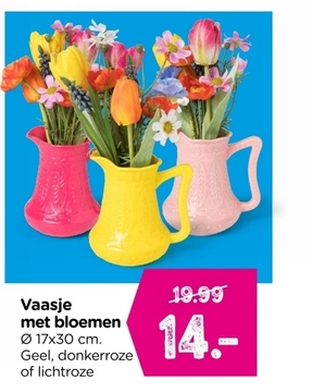 Aanbieding: Vaasje met bloemen - geel - ø17x30 cm