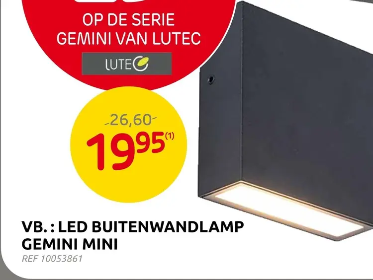 Promotie: Led buitenwandlamp gemini mini