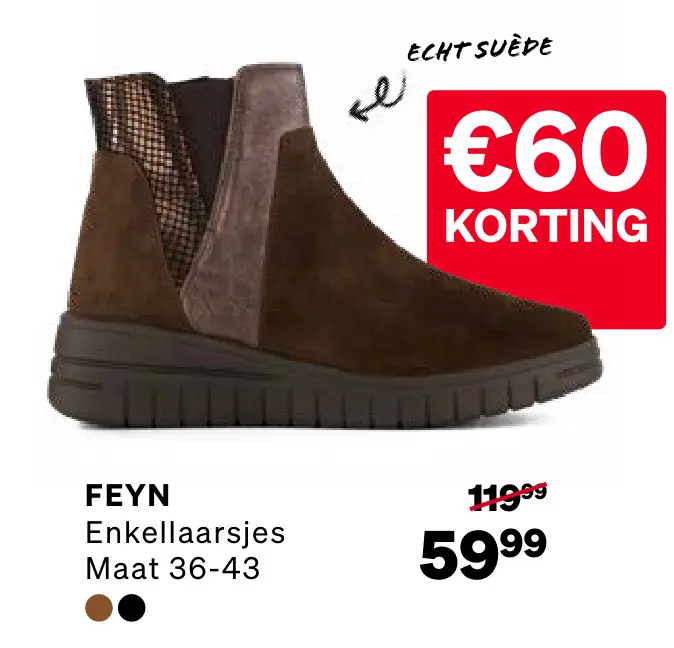 Aanbieding: Feyn Enkellaarsjes Bruin Suede