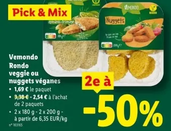 Offre: Rondo veggie ou nuggets véganes