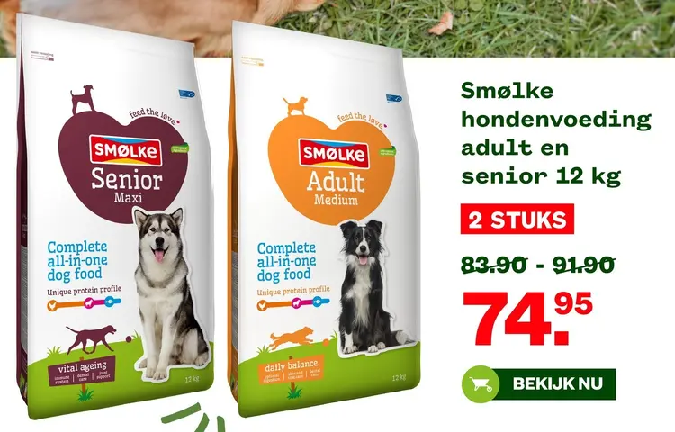 Aanbieding: Hondenvoeding adult en senior 12 kg