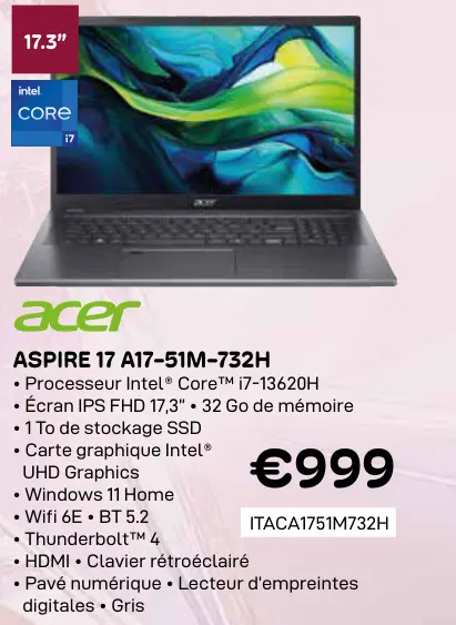 Offre: Acer ASPIRE 17 A17-51M-732H