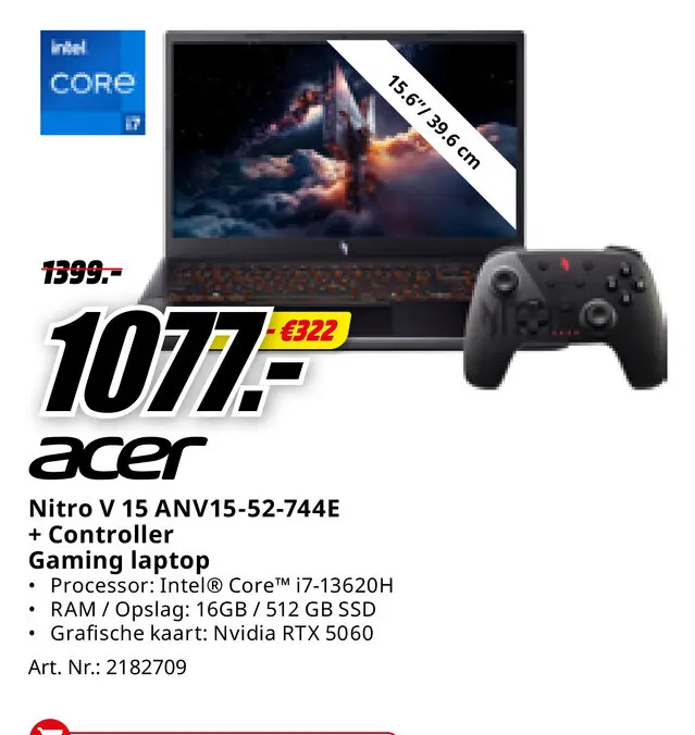 Promotie: Nitro V 15 ANV15-52-744E + Controller Gaming 
