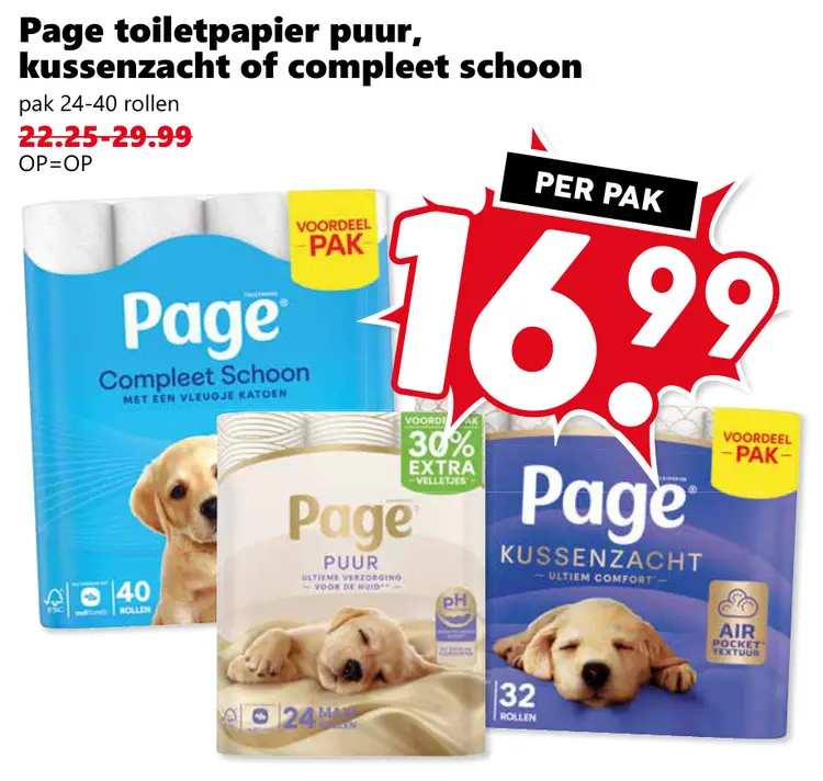 Aanbieding: Toiletpapier puur, kussenzacht of compleet schoon