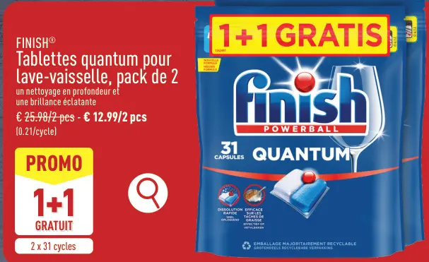 Offre: Tablettes quantum pour lave-vaisselle, pack de 2