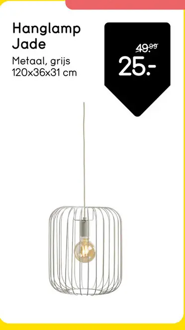Aanbieding: Hanglamp Jade - lichtgrijs - 120x36xØ31 cm