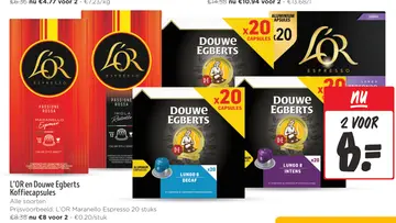 Aanbieding: L'OR en Douwe Egberts Koffiecapsules