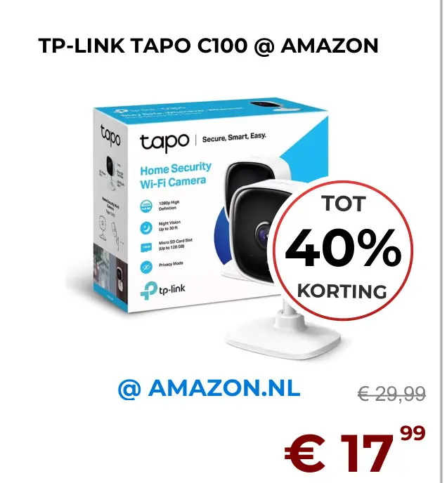 Aanbieding: TAPO C100 Home Security Wi-Fi Camera