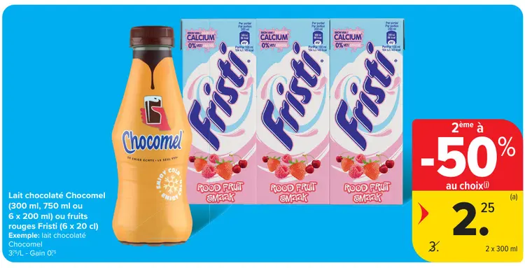 Offre: Lait chocolaté ou fruits rouges