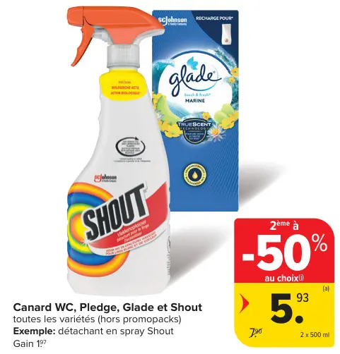Offre: Canard WC, Pledge, Glade et Shout