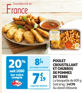 Offre: POULET CROUSTILLANT ET CHURROS DE POMMES DE T