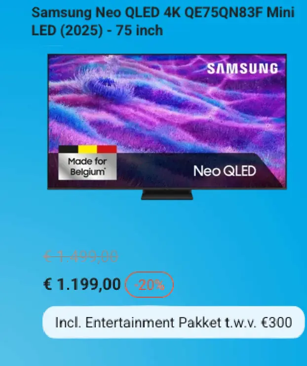 Promotie: Neo QLED 4K QE75QN83F Mini LED (2025) - 75 inch