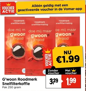 Aanbieding: G'woon Roodmerk Snelfilterkoffie