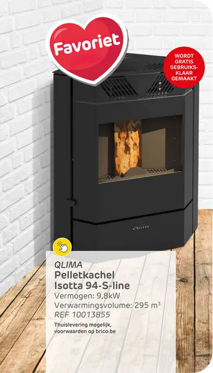 Aanbieding: Qlima pelletkachel isotta 94 s-line - 9,8kw - zwart