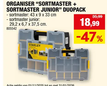 Promotie: Stanley Sortmaster + Sortmaster Junior organizer