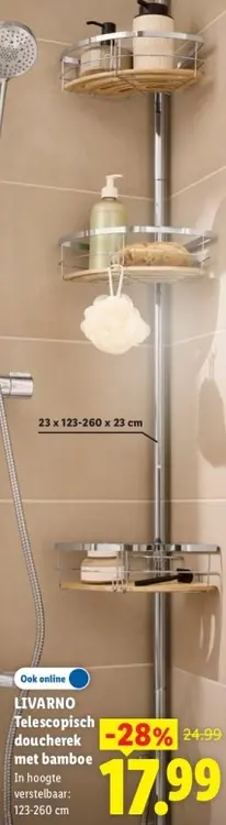 Aanbieding: Telescopisch doucherek met bamboe