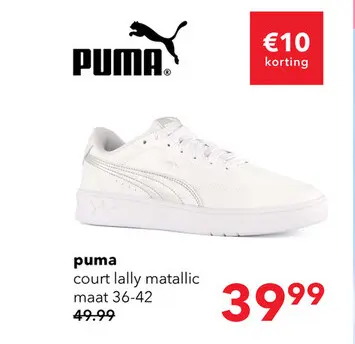 Aanbieding: Puma Court Lally Metallic dames sneakers wit