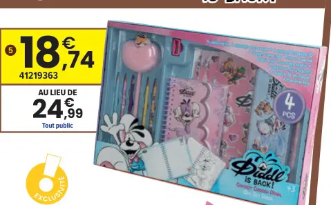 Offre: Offret plumier Diddl stylo pompon carnet a6 e