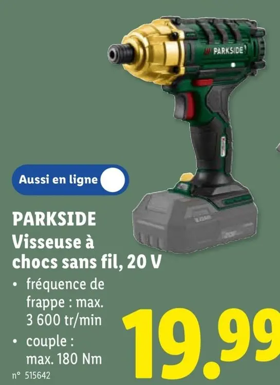 Offre: Visseuse à chocs sans fil, 20 V